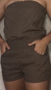 brown strapless romper size medium